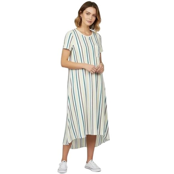LuLaRoe Dresses & Skirts - LulaRoe Women's Multicolor Vertical‎ Stripes High-Low Carly Swing Dress Size XXS